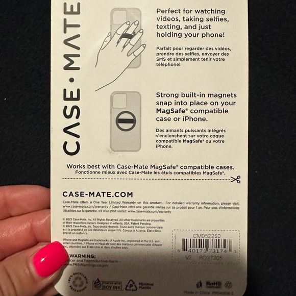 Case-Mate Magnetic Phone Grip in white/ sparkly silver - Picture 2 of 4